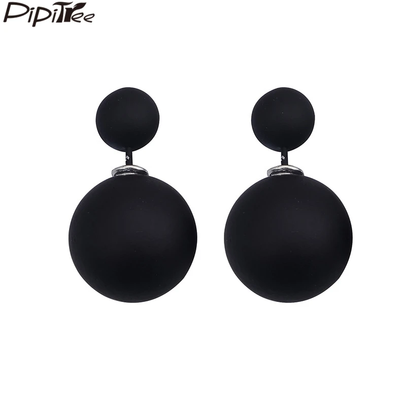 

Pipitree Candy Colors 16MM Big Frosted Matte Balls Double Side Simulated Pearl Earrings Jewelry Fashion Stud Earrings for Women
