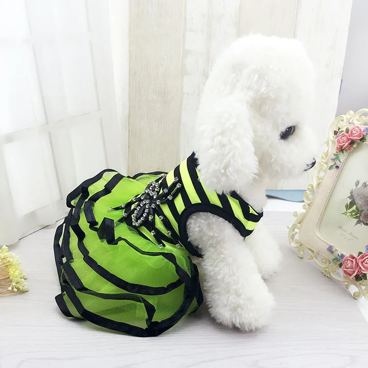 New Dog Clothes Pet Apparel Puppy Dog Dress Fashion Striped & Spider Dresses for Small Medium Dogs Wholesale2