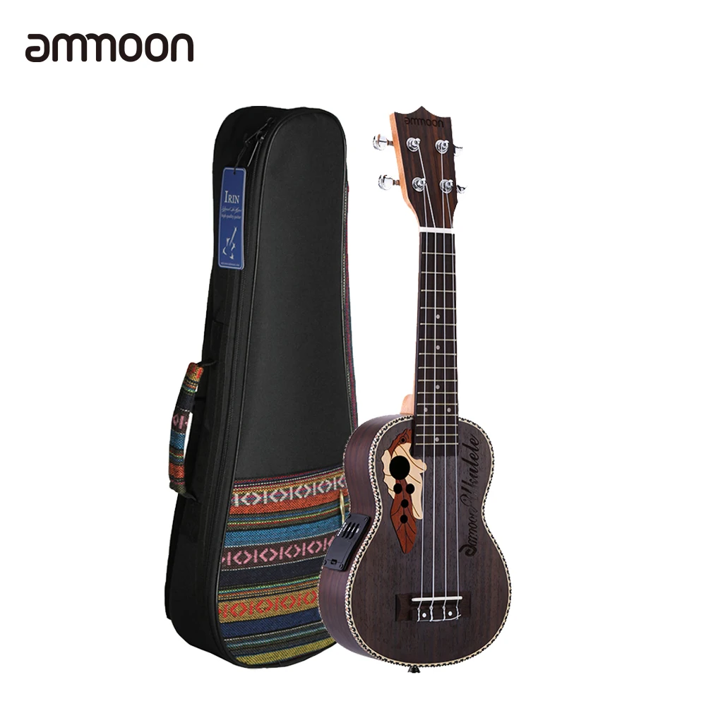 

ammoon Spruce Ukelele 21" Ukulele Acoustic Ukelele with Ukulele Bag 15 Fret 4 Strings Musical Instrument with Built-in EQ Pickup