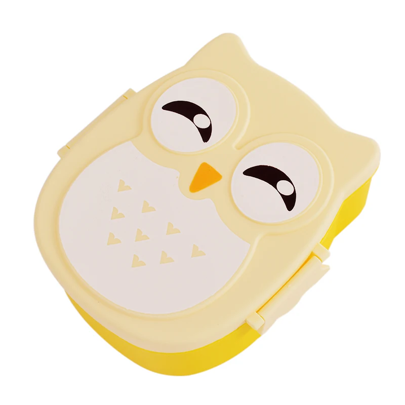 1Pcs Portble Plastic Kids Cute Owl Food Container Lunch Box PP Food Storage Box Portable Purple Pink and Blue 15.5x14x6.6cm - Цвет: B 15.5cmX14cmX6.6cm