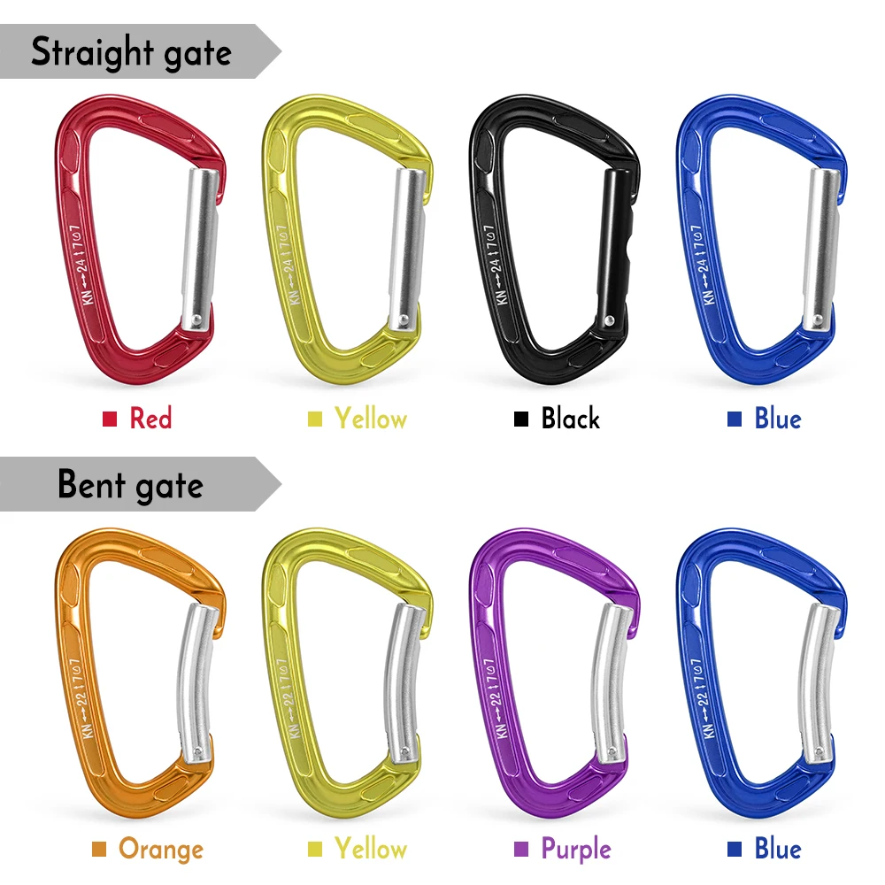 22KN / 24KN Climbing Canyoning Backpacking Hammocks Key Nose Carabiner Straight/Bent Gate Carabiner Non-locking Gate Carabiner