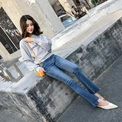 Для женщин джинсы для MUM Винтаж Высокая талия джинсы весна джинсовые эластичные брюки с высокой посадкой 8A24