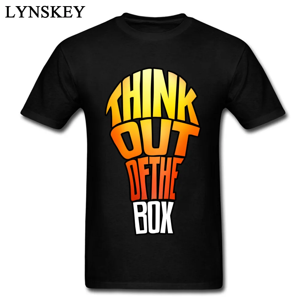 Men T-shirts Summer Custom Short Sleeve Summer/Autumn Tops Tees Rife Round Neck 100% Cotton Sweatshirts Think Out of the Box Think Out of the Box black