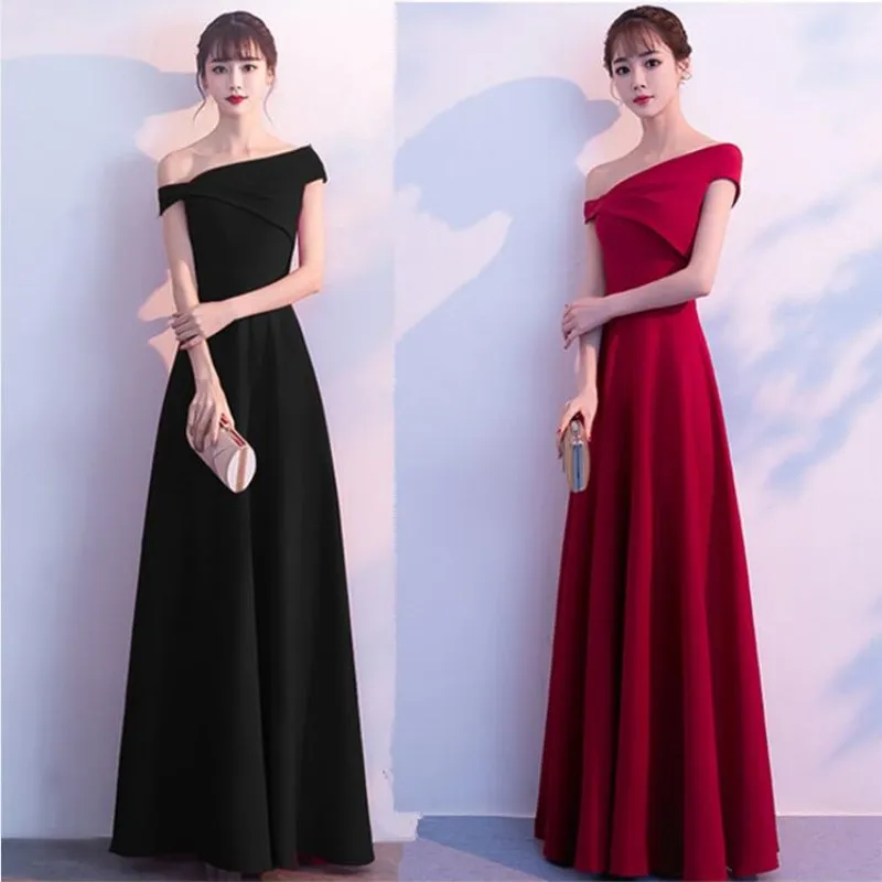 

fashion women's one shoulder pleated black party dress
