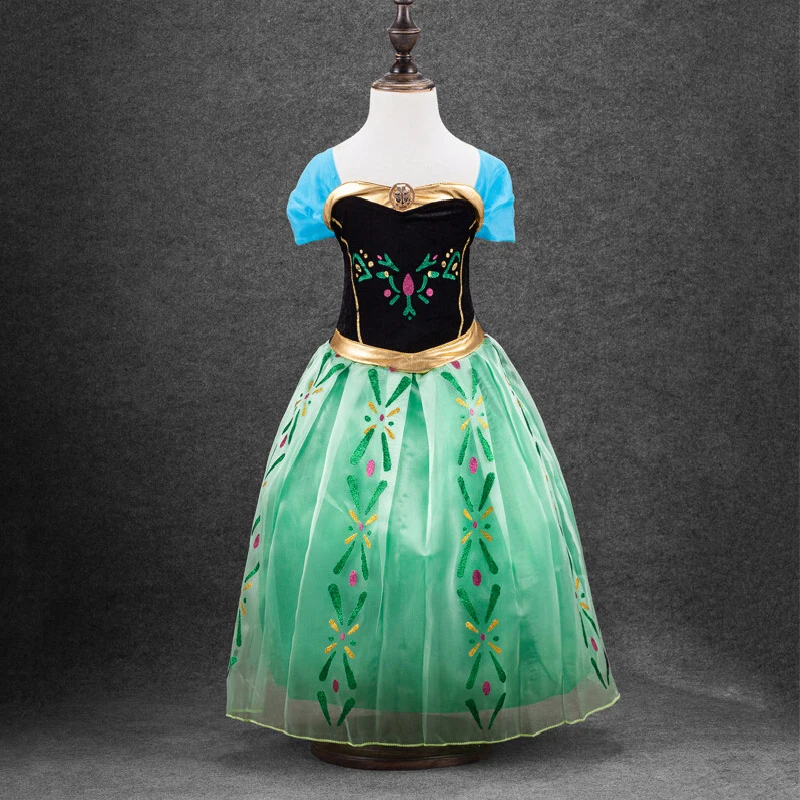 

2017 Fashion Green Custom Elsa Girls Princess Dress Kids Girl Vestidos Baby Children Cosplay Dresses Pincess Party Kids Dresses
