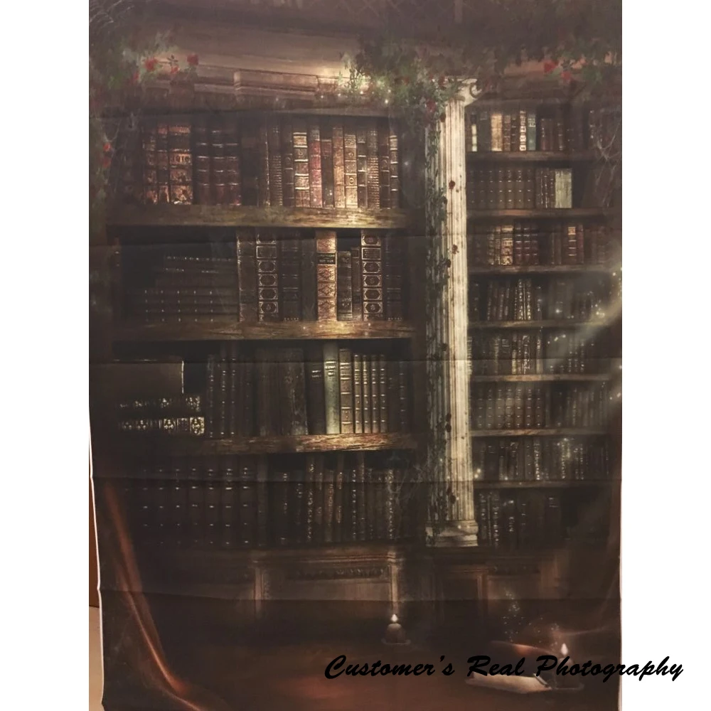 Laeacco винтажный дворец старая книжная полка свечи гранж интерьер ребенок портрет