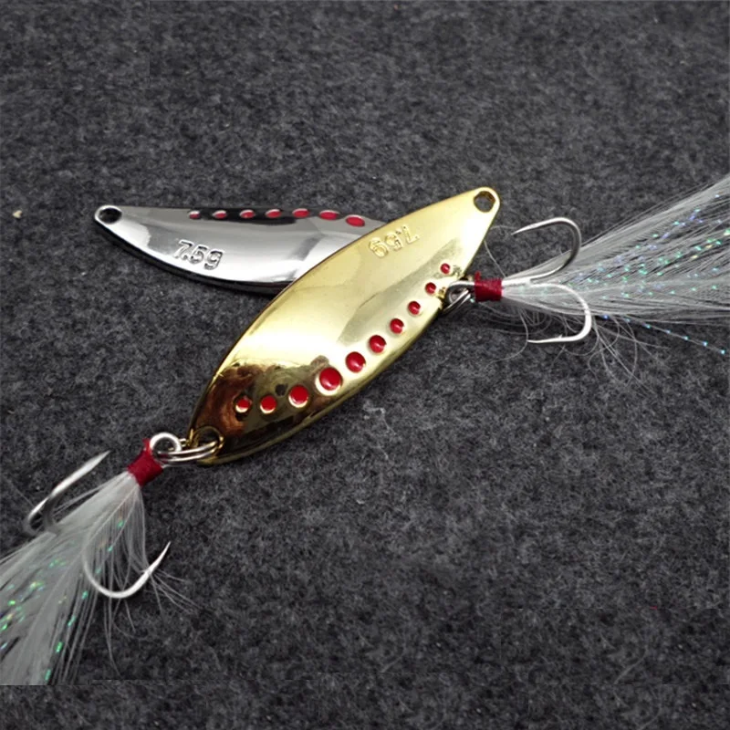 7.5g 10g 15g 20g  brand Fishing lure spoon Gold/Silver fishing bait spoon hard lures metal lure China free shipping