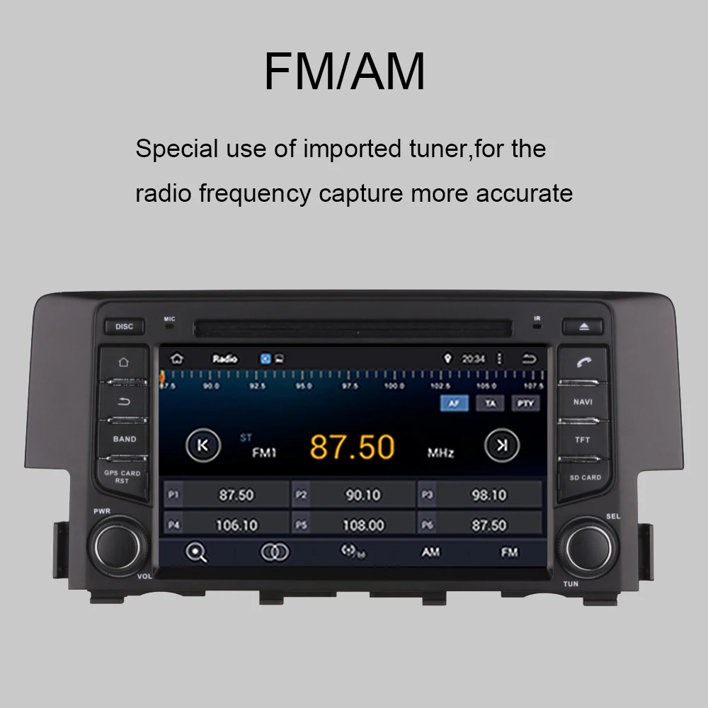 Best Android 9.0 Octa Core 4GB RAM CAR DVD Player GPS Navigation Bluetooth For Honda Civic 2016-2020Head Unit Radio Stereo Multimedia 5