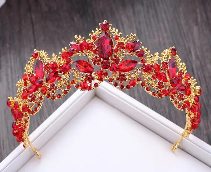 2022 New Fashion Baroque Luxury Crystal AB Bridal Crown Tiaras Light Gold Diadem Tiaras for Women Bride Wedding Hair Accessories