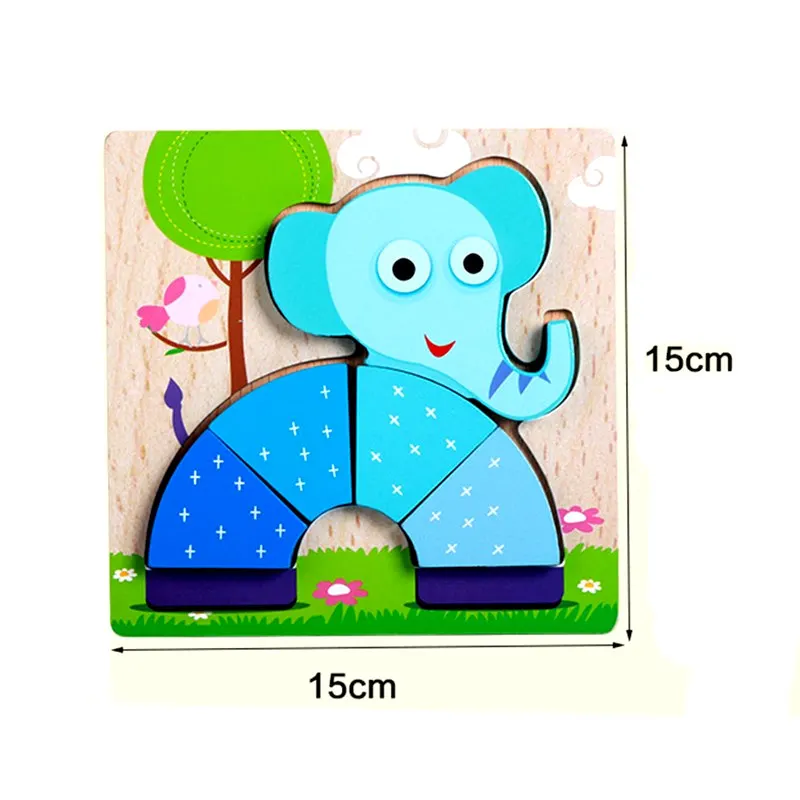 Candywood New 3D Wooden Puzzle Jigsaw High quality Beech Wood toys for Children Cartoon Animal Puzzle for baby boy and girls