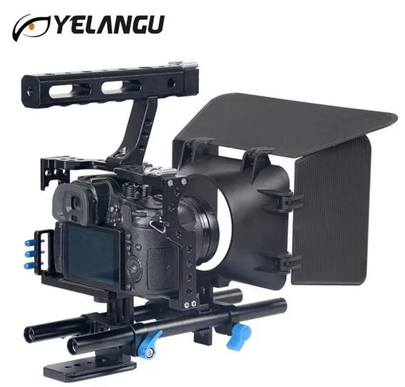 Yelangu C500 Профессиональный ручка DSLR Rig Камера видео Cage Kit стабилизатор+ Приборы непрерывного изменения фокусировки камеры+ Матовая коробка для Sony a7s A7 a7R a7rii gh4