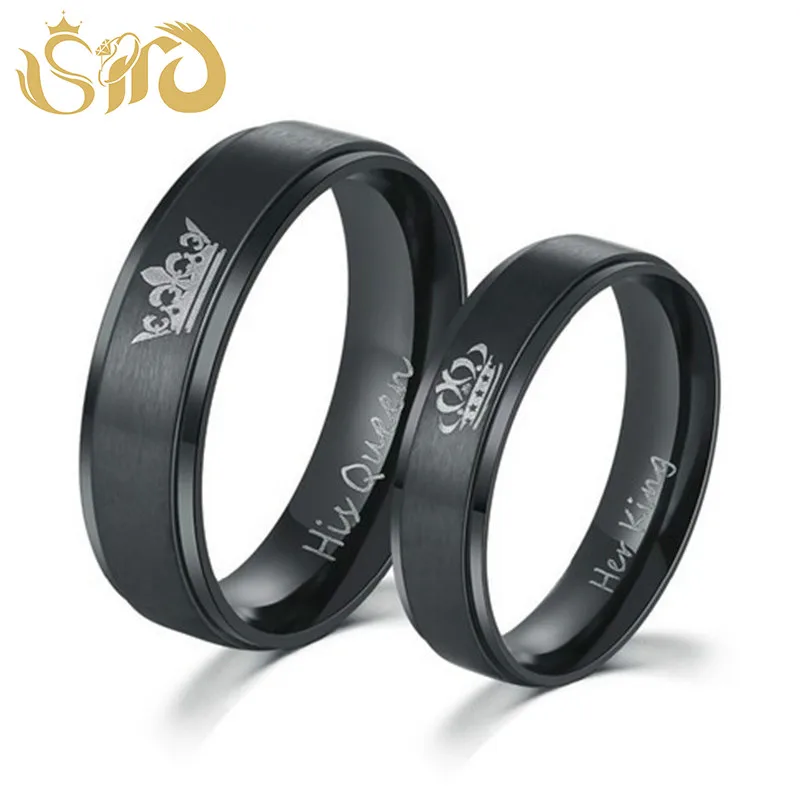 2018 New Fashion Stainless Steel Couple Rings Her King and His Queen Wedding for Women Men | Украшения и аксессуары