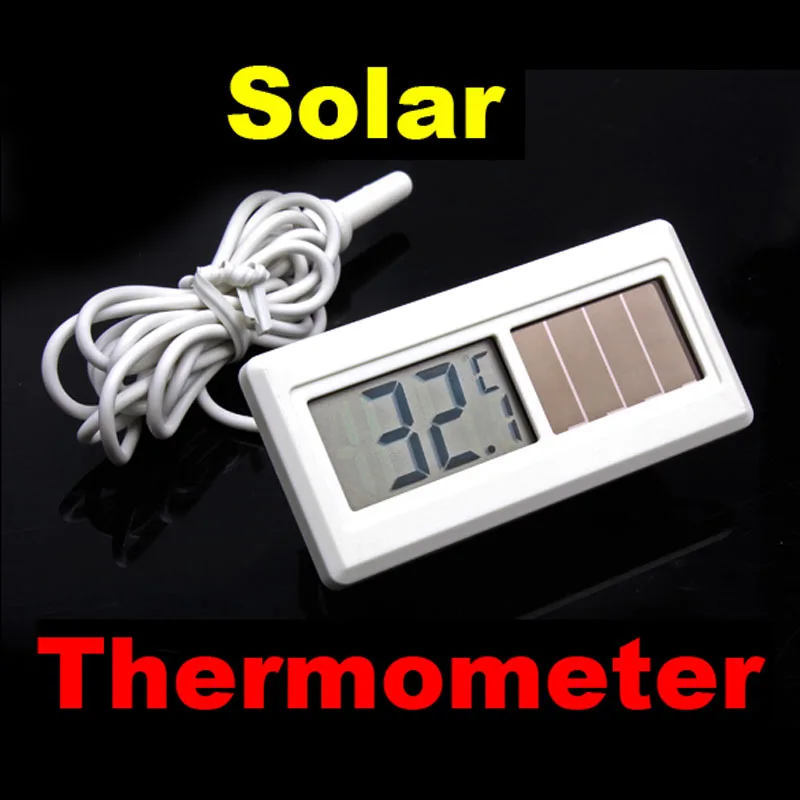 

Potable Waterproof Solar Powered Digital LCD Thermometer Sensor Hydrothermograph With Cable 1M Household Thermometers