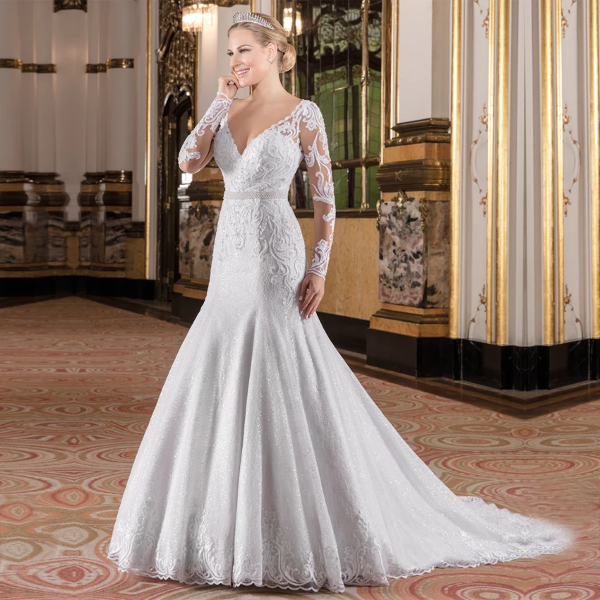 Vestido Де Noiva Sereia Vintage Свадебное Платье 2017 Роскошные Жемчуг Кружева Русалка