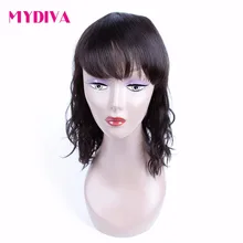 Mydiva Brazilian Non-remy Human Hair Wig Natural Wave 130% Density None Lace Wig With Natural Color Free Shipping