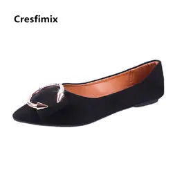 Cresfimix Chaussures Plates Femmes/женские классические черные весенние слипоны на плоской подошве; женские милые коричневые летние офисные туфли на