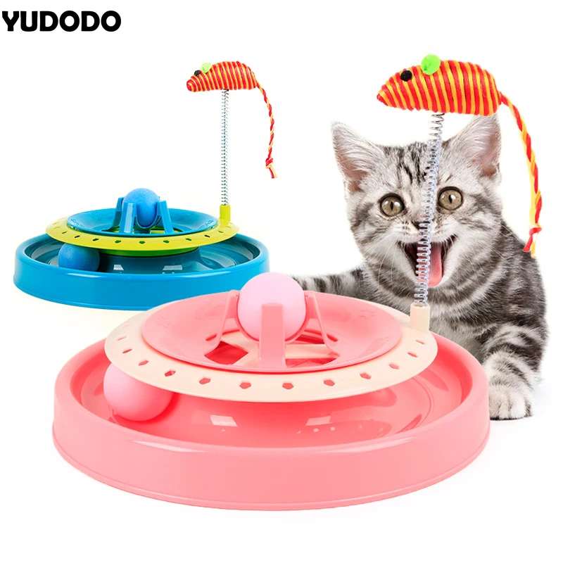 Funny Spring Mice Turntable Cat Toy Interactive Amusement Plate Play