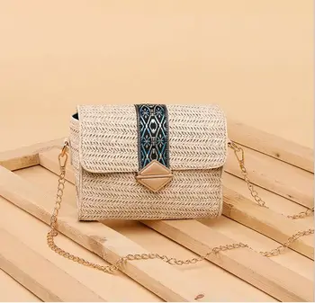 

Retro Wicker Women Handbag Bags Totes Summer Beach Straw Woven Rattan Basket Bag Ladies Causal Travel Crossbody Bags