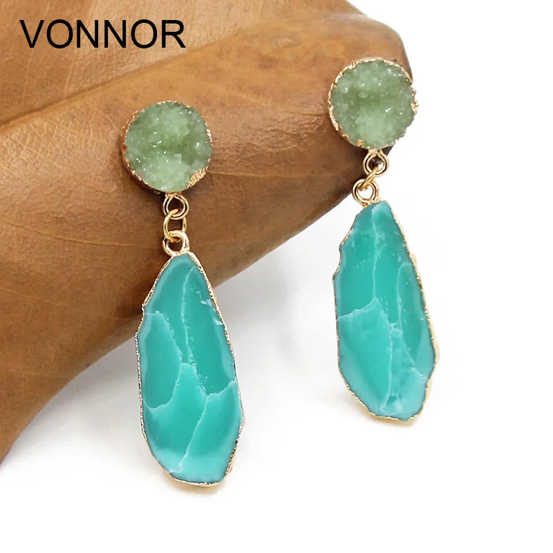Женские серьги подвески VONNOR кулон камень из смолы ювелирные изделия
