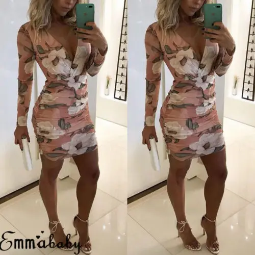 Женское платье с цветочным принтом Boho вечернее пляжное Короткое мини летнее