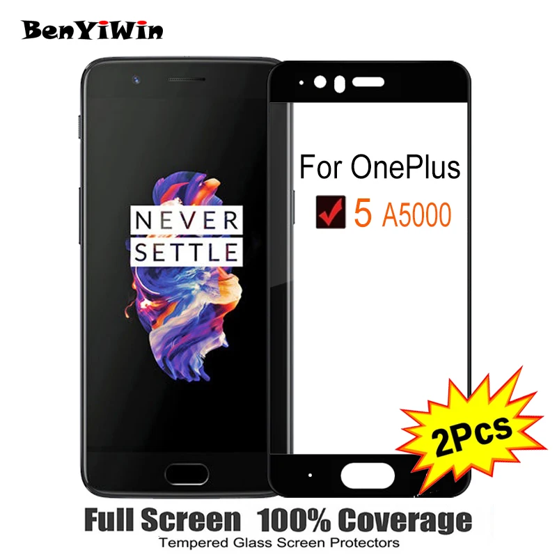 

2PCS Full Cover Screen Protector Tempered Glass For Oneplus 5 5.50" 9H Protective glass For OnePlus five 5 1+5 A5000 Film Case