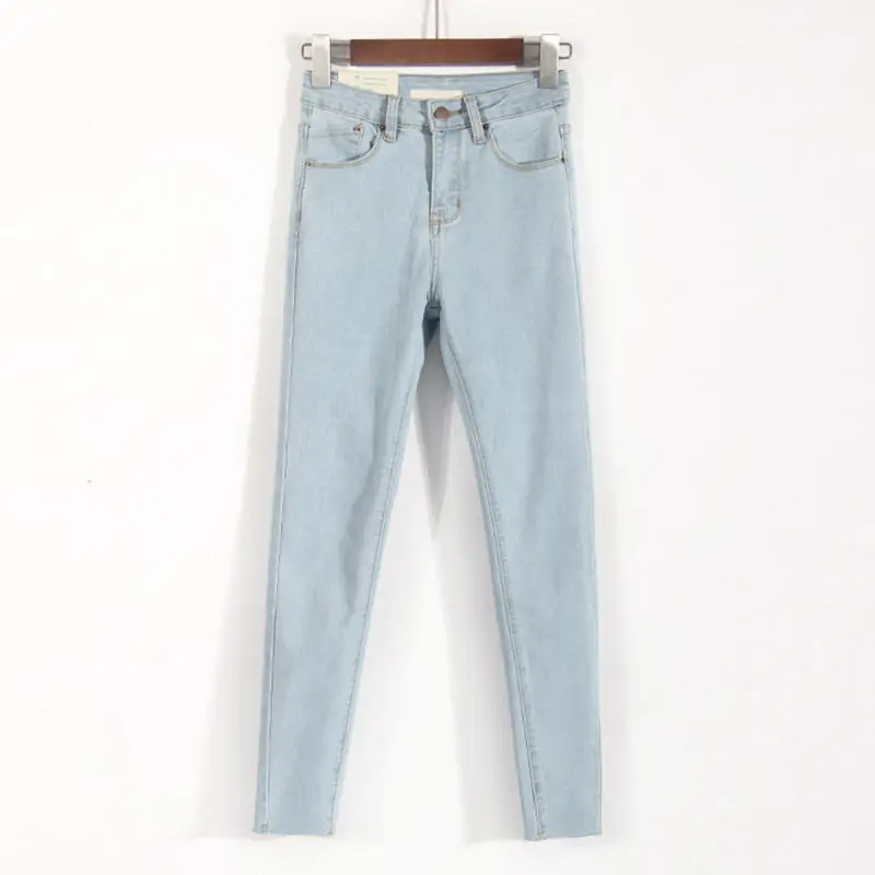Повседневные женские Стрейчевые джинсы с высокой талией, потертые узкие джинсы, женские длинные узкие брюки, женские джинсы, C5566
