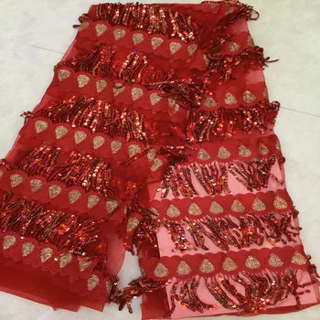 

African lace fabric 2018 high quality african French tulle lace fabric with sequins guipure nigerian lace fabrics 5 yards xb2-17
