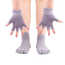 Для женщин пять пальцы рук и ног носки для йоги с половинной носок хлопковые носки перчатки анти-скольжения силиконовые круглые из дышащего материала фитнес, Пилатес