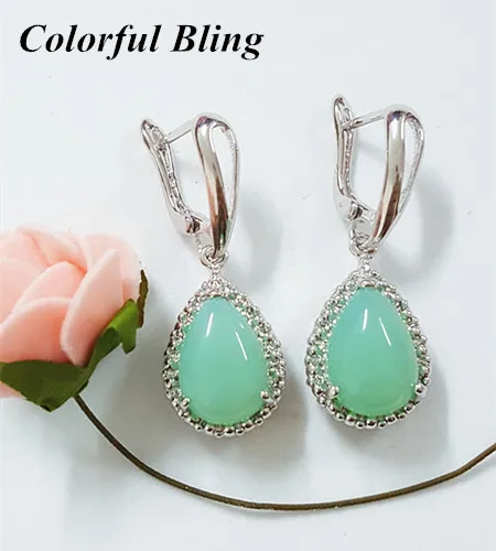 

Colorful Bling New Waterdrop Earrings 3 Color Stones Woman Drop Eearrings Fashion Sultan Jewelry