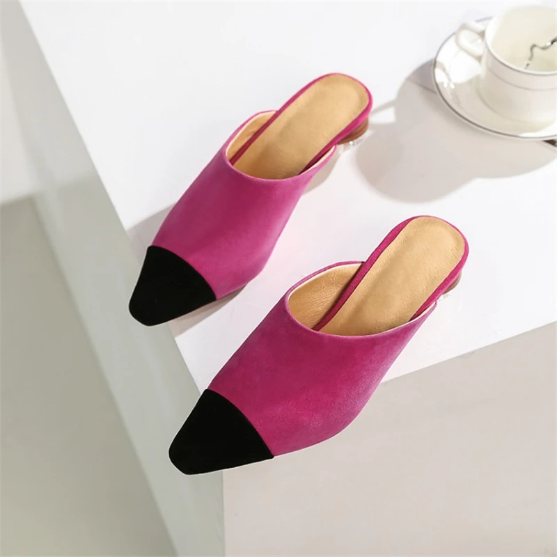 MSSTOR Pointed Toe High Heels Slippers Yellow Outdoor Fashion Sexy Mixed Colors Crystal Women Mules Kid Suede Shoes Woman 2019 MSSTOR Pointed Toe High Heels Slippers Yellow Outdoor Fashion Sexy Mixed Colors Crystal Women Mules Kid Suede Shoes Woman 2019