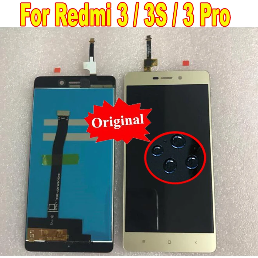 

LTPro Original LCD Display Touch Screen Digitizer Assembly with Frame For Xiaomi Redmi 3 / 3S / 3 Pro Phone Sensor Parts
