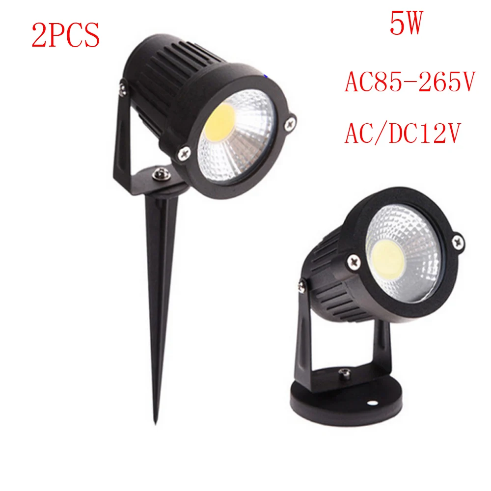 

2pcs 5W LED COB Lawn Lamps Outdoor Lighting IP65 DC/AC12V AC110V 220V Waterproof Garden Wall Yard Path Pond Flood Spot Light