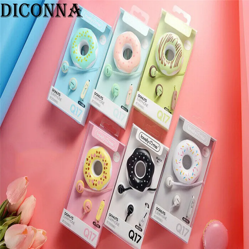 Creative Design Cute Earphones Macarons Donut Cartoon Earphones Portable Earplugs 3.5 mm High Sound Quality Earbuds
