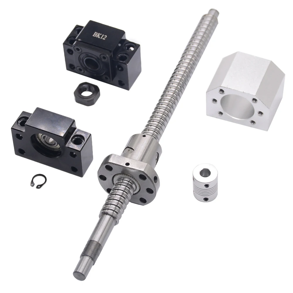 SFU1605 set: SFU1605 tornillo de bola laminado C7 con end mecanizada + 1605 tuerca de la bola + tuerca + BK/BF12 final soporte + acoplador RM1605 - 1