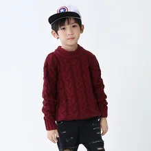 Осенне-зимняя детская одежда для мальчиков Новые брендовые вязаные детские свитера однотонная модная плотная теплая хлопковая повседневная детская одежда