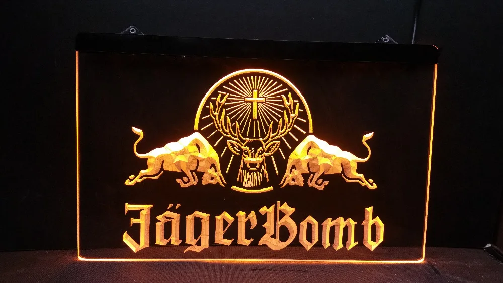 

b-271 Jagermeister Jager bomb Deer head bar beer pub club 3d signs LED Neon Light Sign vintage home decor