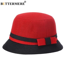 BUTTERMERE, женские Панамы, льняные Красные шапки для рыбаков, элегантные пляжные шляпы для леди, дизайнерские Гавайские шапки Bob, лето