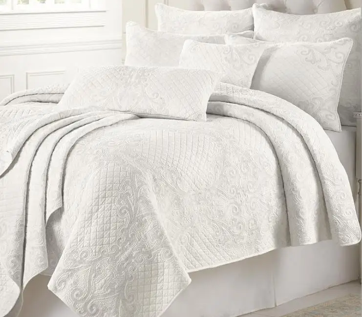 2015 New Manual quilting 100% cotton bed cover air conditioning bedspread towels are,white/beige Patchwork quilt,King size