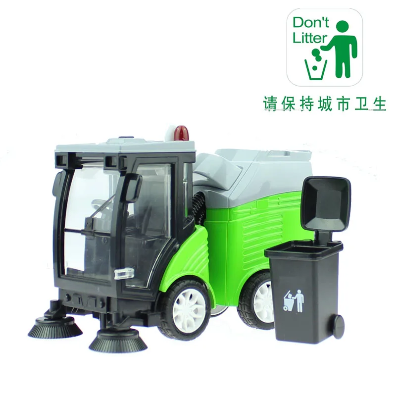 

KAIWEI alloy road sweeper Sanitation garbage disposal streetcar Toys Die-cast Clean Car Models with sound and light Chidren gift