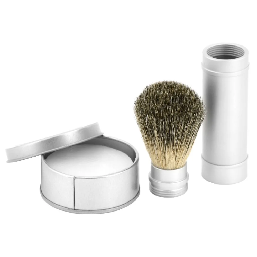 

ZY Customized Persional Men's Travel Shaving Brush Set Pure Badger Hair Beard Cleaning Brush Aluminum Handle with Barber soap