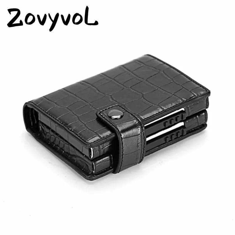 

ZOVYVOL FASHION Metal Card Holder Credit Card Case Women MenDouble Card Wallet Aluminium RFID Blocking Card ID Holder Side Push