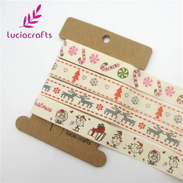 Lucia Crafts 5/8 ''15-16 мм Рождественская мультяшная печать хлопковые ленты подарочная упаковка «сделай сам» аксессуары ручной работы Q0405 - Цвет: Mixed Type 8