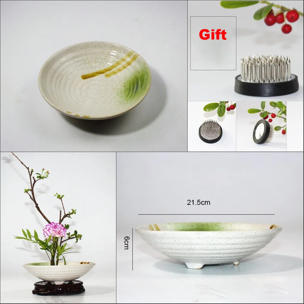 Корзина для цветов грубая глиняная Ваза Jardiniere Ikebana Kenzan керамическая Столешница цветочный горшок цветочный узор винтажный домашний декор - Цвет: N