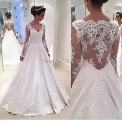 Wuzhiyi Элегантное свадебное платье 2018 с длинными рукавами vestido de noiva ALine длинное платье с открытой спиной элегантное платье большого размера