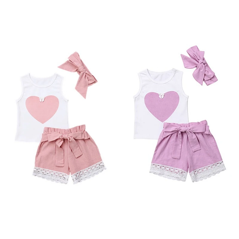 US Toddler Infant Baby Girls Wild Free Clothes Vest Top Shorts Cotton Outfit Set