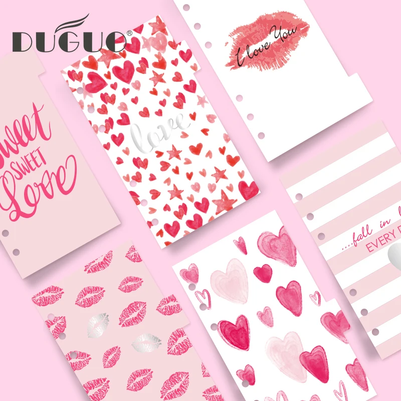 

DUGUO cute stationery pink girl hand account separation page index page 6 hole loose-leaf hand account peripheral guide page