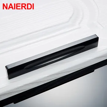 NAIERDI Aluminium Alloy Cabinet Handles Kitchen Knob Door Pull Handle Drawer Pulls Modern Cupboard Knobs 64mm96mm128mm