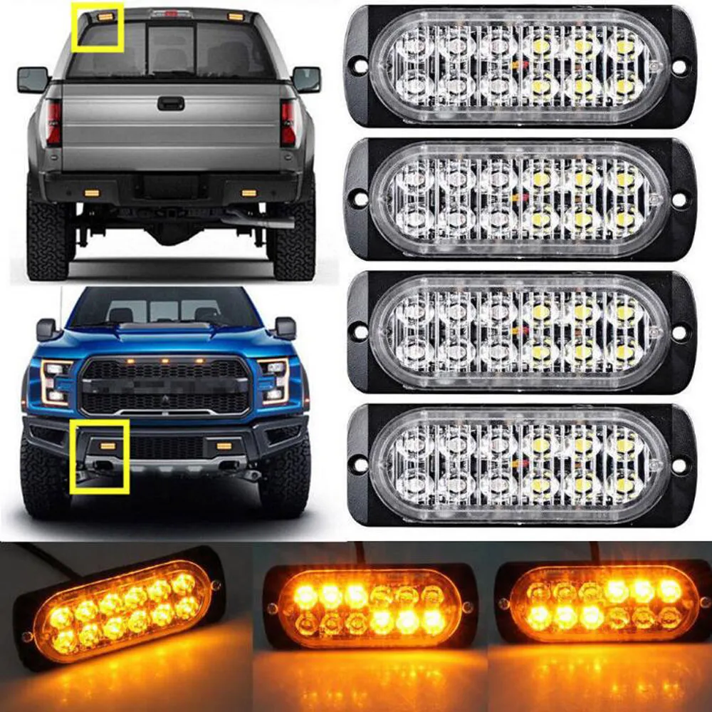4 шт 12LED аварийный для автомобиля грузовика свет вспышки стробоскоп лампа