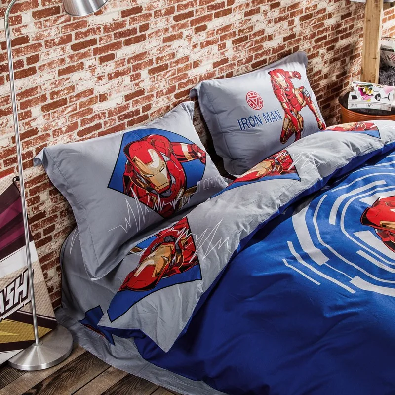 القطن المصري 3D طقم سرير ديزني mavel المنسوجات المنزلية الملكة حجم طقم سرير الحديد رجل المخدة الاطفال ديكور غرفة نوم 4 قطعة أغطية سرير