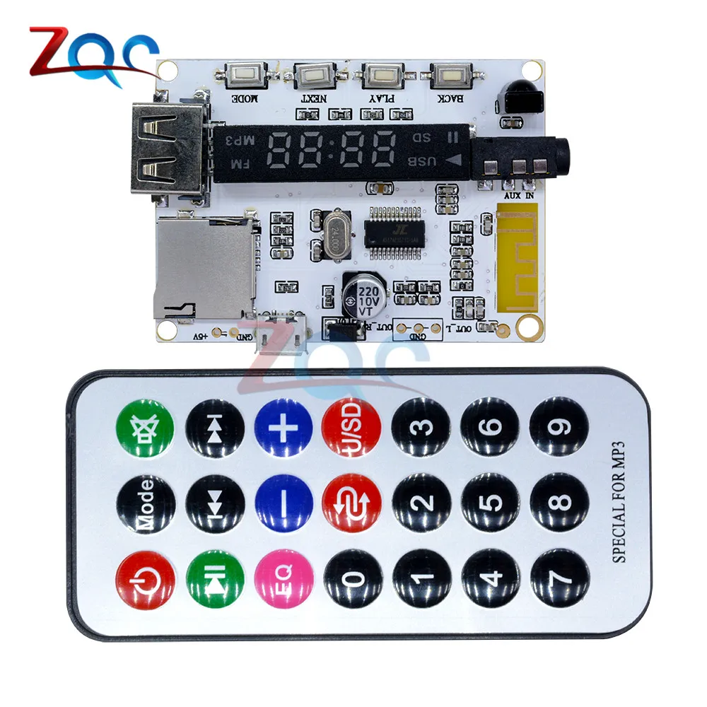 Bluetooth MP3 Decoder Board Decoding Player Module FM Radio USB TF Micro SD LCD Screen IR Infrared Remote Controller LED Digital